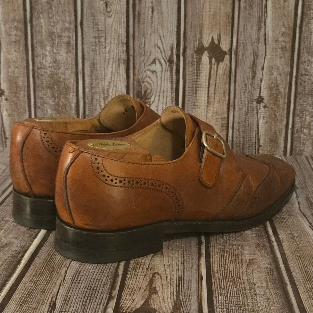 9 UK/ 10 US Mens Charles Tyrwhitt Monk Strap Tan Leather Wingtip Brogue Shoes